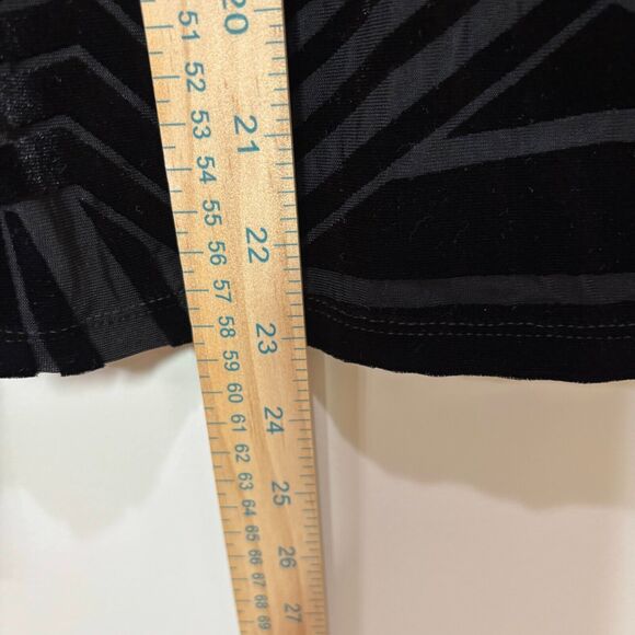 Semi Sheer Black Velvet Burnout Striped Top Longsleeves M Retro 70s Rave Goth - Picture 5 of 9